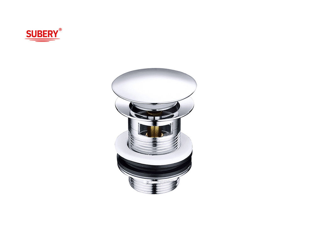 Chrome OEM Kuningan Cuci Basin Drainer Dengan Overflow Stopper Vanity Waste Drain Pop Up Vessel Drain Toilet Basin Waste