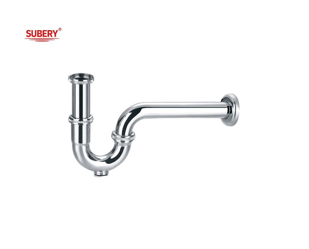 Tembaga toilet wastafel drainase botol perangkap siphon kamar mandi pipa p-perangkap untuk wastafel krom OEM
