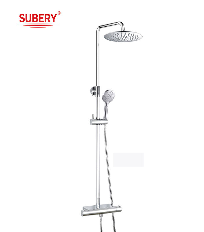 Dinding Dual Shower Kepala Dinding dipasang Chrome stainless steel kamar mandi kamar mandi Thermostatic hujan Shower Set