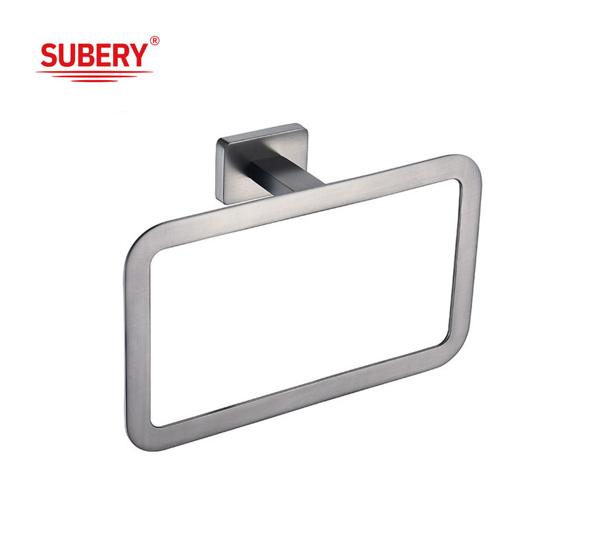 Zinc Wall Mounted Bathroom Accessories persegi panjang pemegang cincin handuk persegi panjang desain OEM ODM klasik