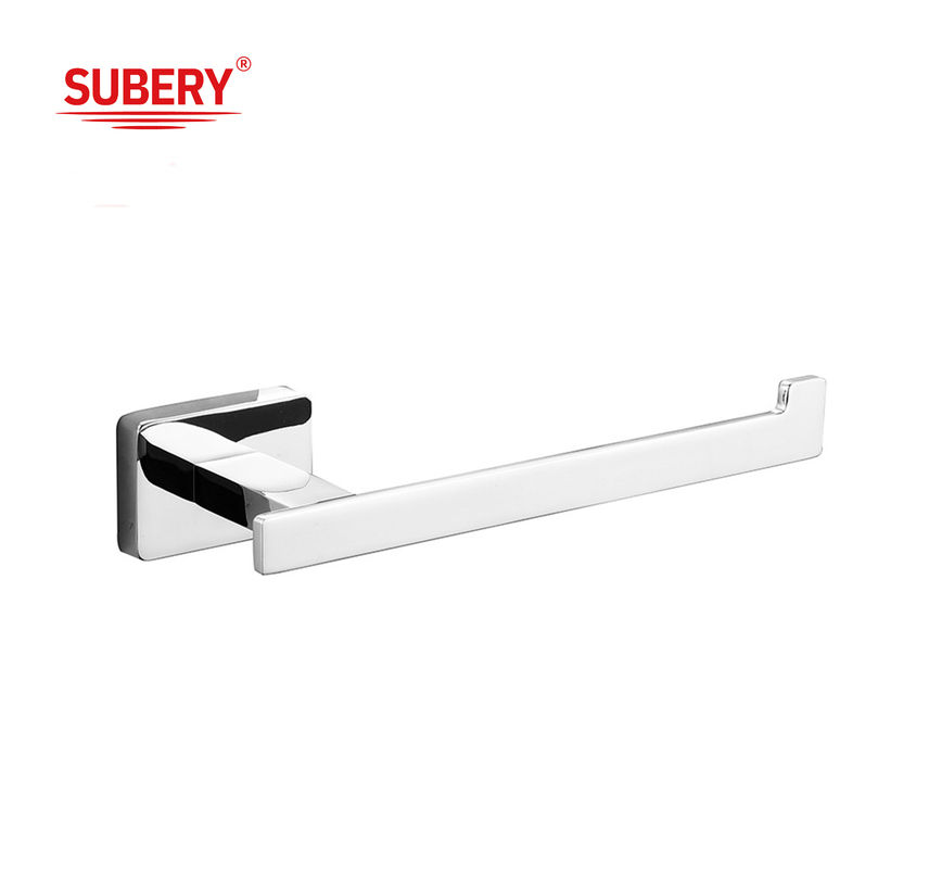 Zinc Wall Mounted Bathroom Accessories Single roll paper holder desain persegi panjang krom OEM ODM