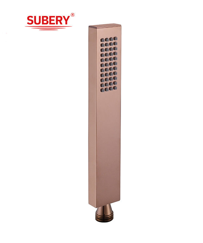 Perunggu mikrofon handshower mandi tangan untuk kolom mandi mawar emas kamar mandi silikon nozzle mudah bersih persegi OEM