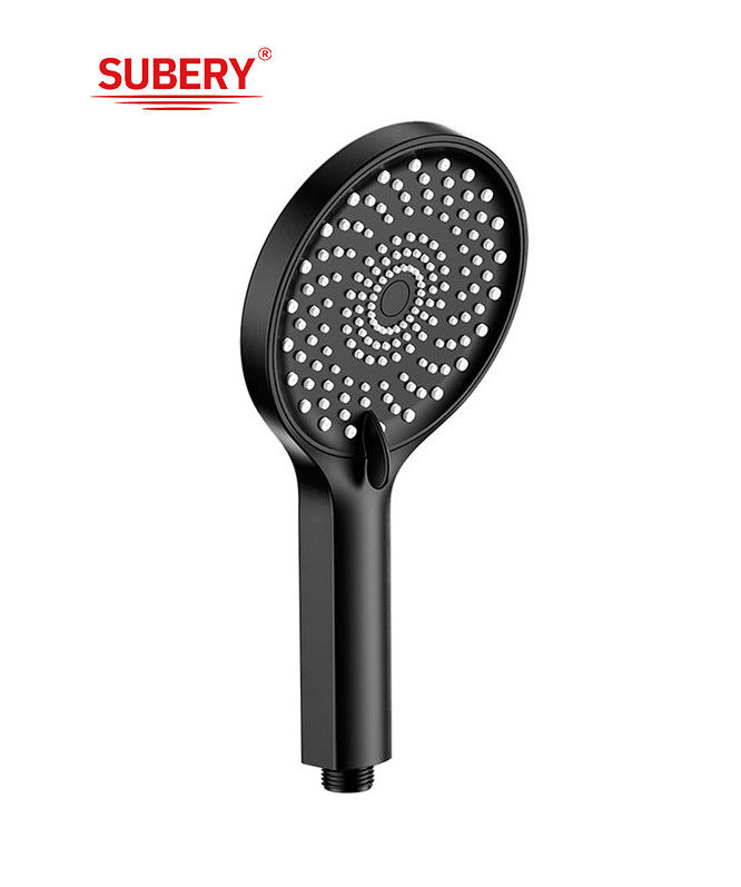 ABS 3 fungsi handshower mandi tangan untuk shower kolom hitam kamar mandi nozzle cair silikon baru bulat mudah bersih OEM
