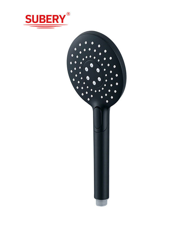 ABS plastik 3 fungsi handshower mandi tangan untuk shower kolom matt hitam kamar mandi silikon nozzle bulat mudah bersih OEM